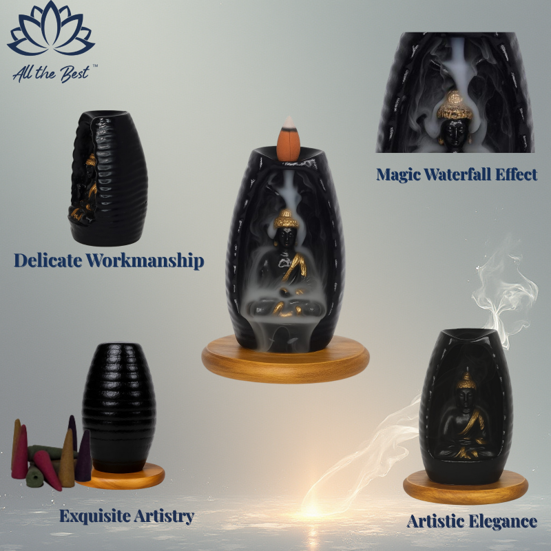 Golden Buddha Fountain Artisanal Backflow Cone Burner