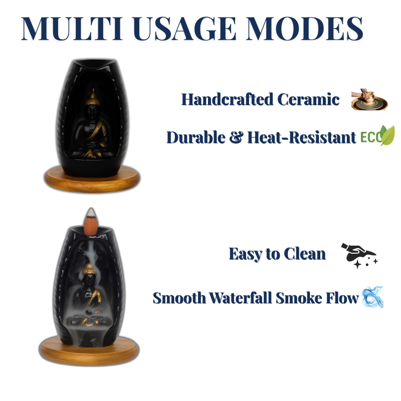 Golden Buddha Fountain Artisanal Backflow Cone Burner