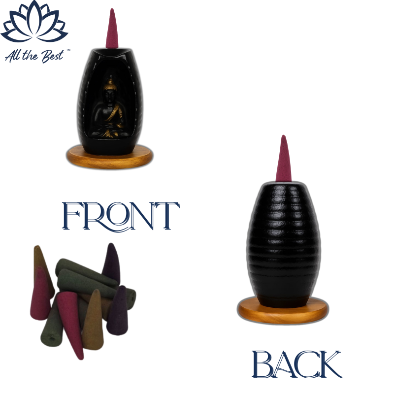 Golden Buddha Fountain Artisanal Backflow Cone Burner