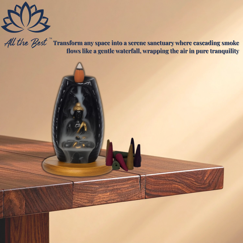 Golden Buddha Fountain Artisanal Backflow Cone Burner