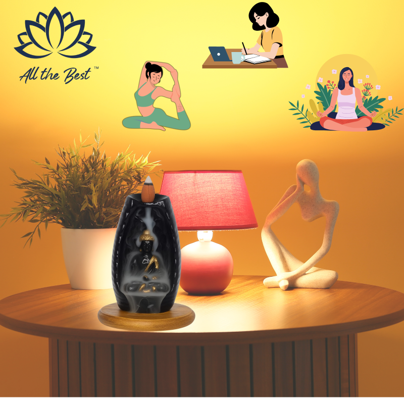 Golden Buddha Fountain Artisanal Backflow Cone Burner