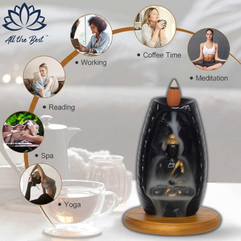 Golden Buddha Fountain Artisanal Backflow Cone Burner