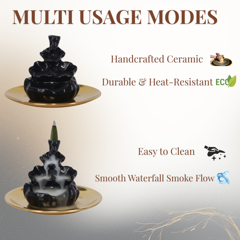 Artistic Backflow Waterfall Artisanal Incense Cone Burner