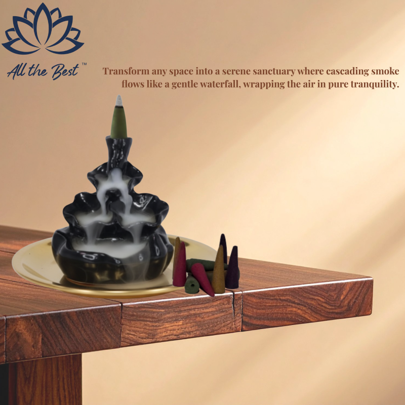 Artistic Backflow Waterfall Artisanal Incense Cone Burner