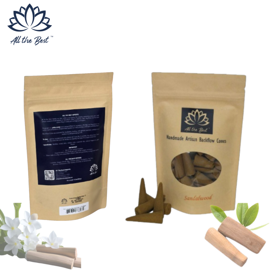 Artisanal Handcrafted Petite Backflow Incense Cones – 2 inches – Sandalwood Fragrance